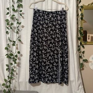 Black Floral Midi Skirt